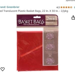 Red Cellophane Basket Bags, new